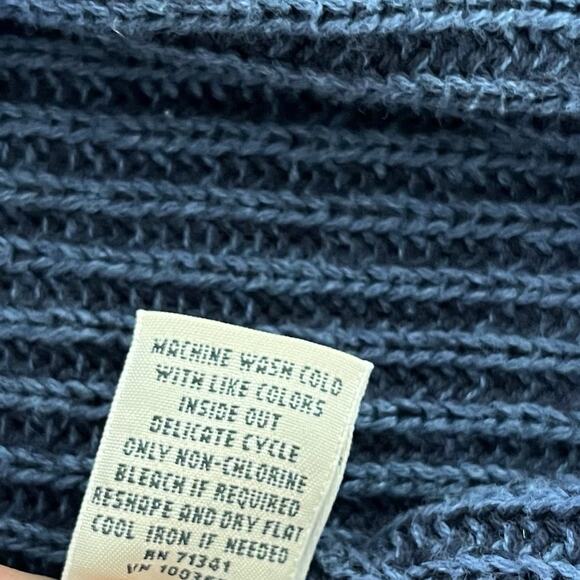 LL Bean Womens Ribbed Cotton Knit Open Front Shawl Cardigan Size S Blue Preppy - Picture 6 of 7